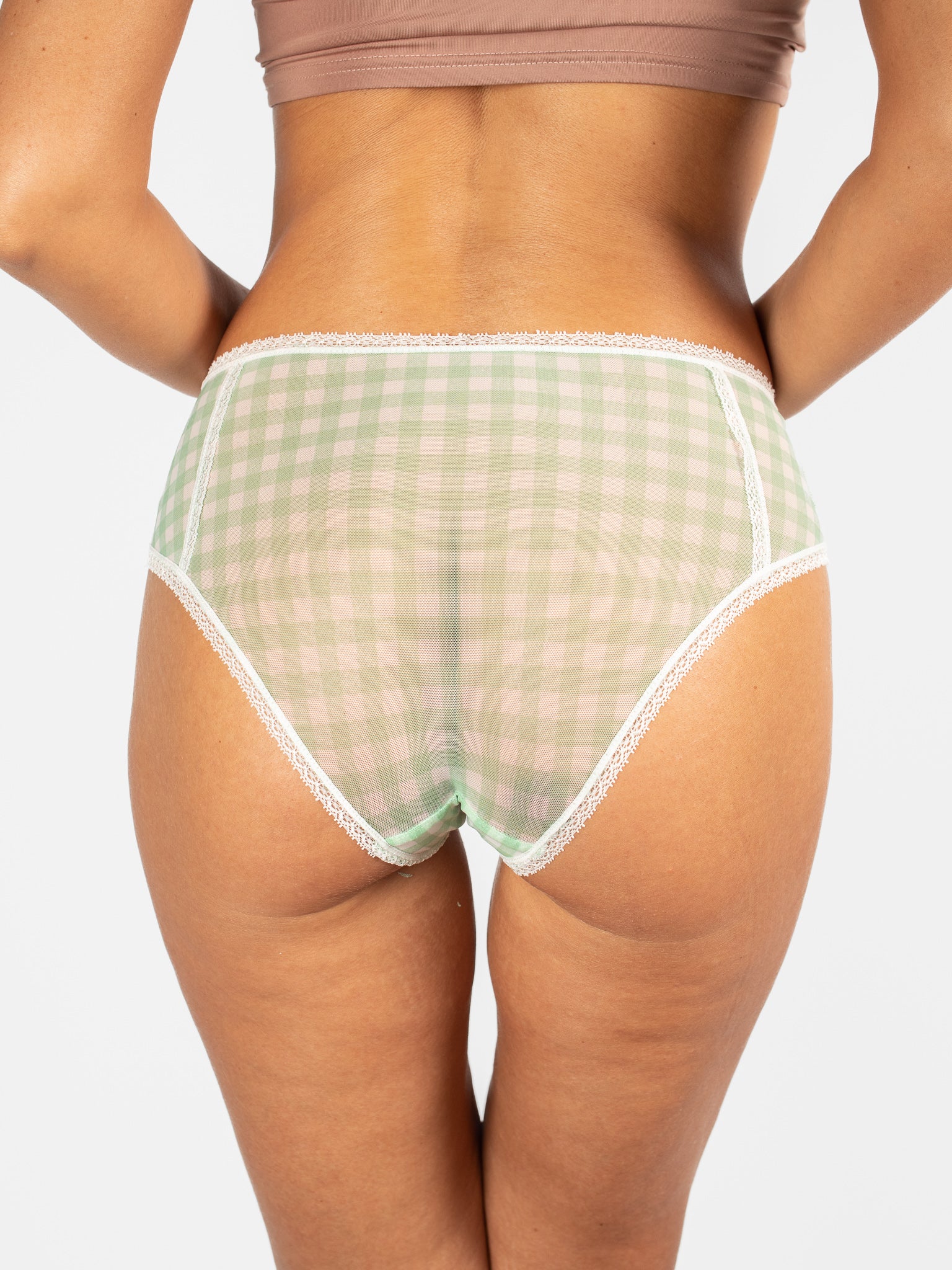 Green Gingham Mesh Brief - Image 4